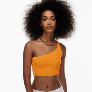Artizia orange sculpt knit one shoulder tank